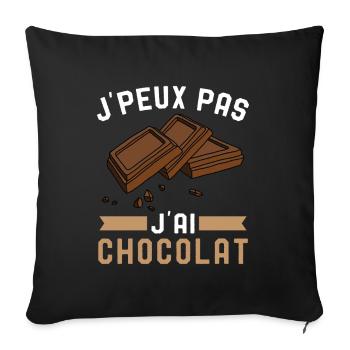 Je Peux Pas J'Ai Chocolat Humour Chocolatine - Housse de coussin décorative 45 x 45 cm - noir - Devant