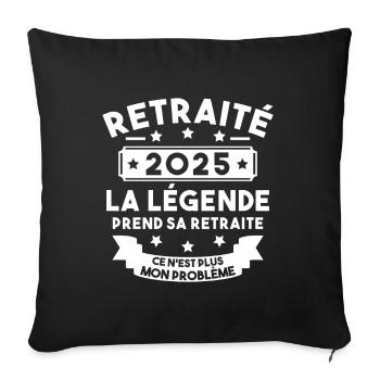 Retraité 2025 Pour Homme Femme Départ Retraite - Housse de coussin décorative 45 x 45 cm - noir - Devant