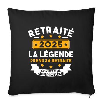 Retraité 2025 Pour Homme Femme Départ Retraite - Housse de coussin décorative 45 x 45 cm - noir - Devant