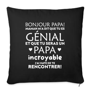 body bébé papa magnifique et fantastique maman - Housse de coussin décorative 45 x 45 cm - noir - Devant