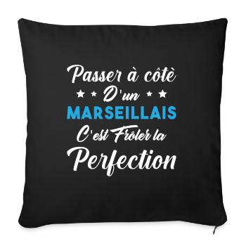 Marseille Perfection Humour Culture France Homme - Housse de coussin décorative 45 x 45 cm - noir - Devant