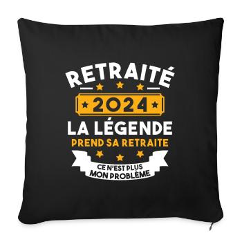 Retraité 2024 Pour Homme Femme Départ Retraite - Housse de coussin décorative 45 x 45 cm - noir - Devant