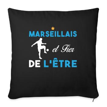 J'aime Marseille Je suis Supporter de Marseille - Housse de coussin décorative 45 x 45 cm - noir - Devant