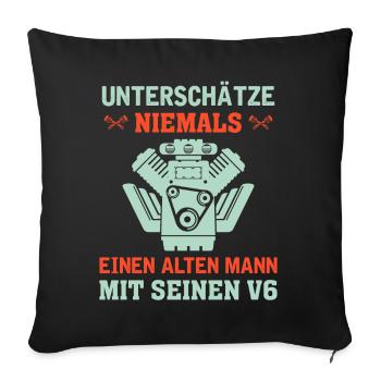 6 Zylinder Tuner Tuning V6 - Sofakissenbezug 45 x 45 cm - Schwarz - Vorne