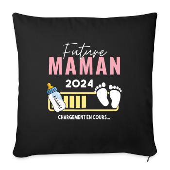 Future Maman 2024 Annonce Grossesse Maman 2024 - Housse de coussin décorative 45 x 45 cm - noir - Devant