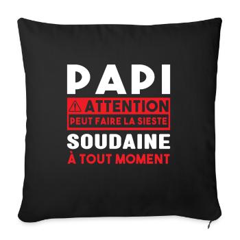 Papi Peut Faire La Sieste Soudaine Grand Pères - Housse de coussin décorative 45 x 45 cm - noir - Devant