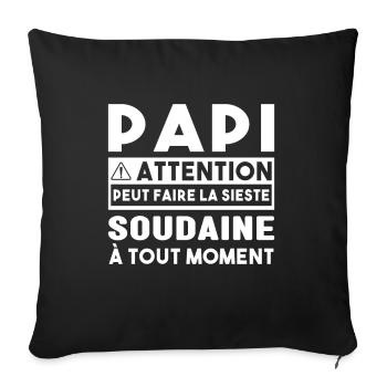 Papi Peut Faire La Sieste Soudaine Grand Pères - Housse de coussin décorative 45 x 45 cm - noir - Devant