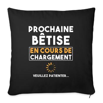 Cadeau drôle enfant Bêtise en cours de chargement - Housse de coussin décorative 45 x 45 cm - noir - Devant