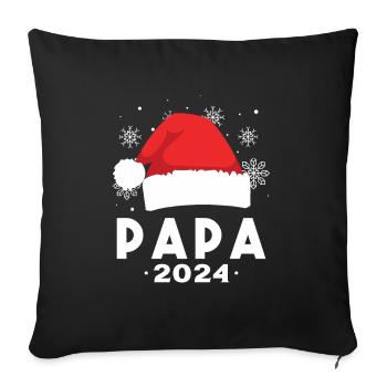 Futur papa 2024 Cadeau de Noël - Housse de coussin décorative 45 x 45 cm - noir - Devant