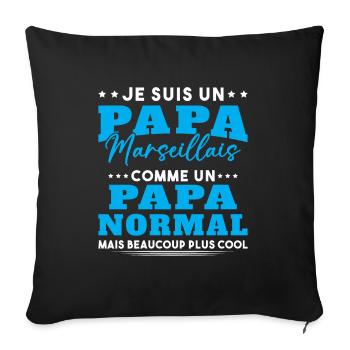 Papa Marseillais Humour Cadeau De Noël - Housse de coussin décorative 45 x 45 cm - noir - Devant