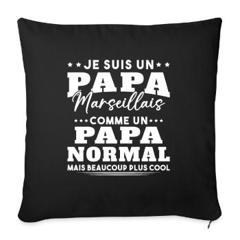 Papa Marseillais Humour Cadeau De Noël - Housse de coussin décorative 45 x 45 cm - noir - Devant