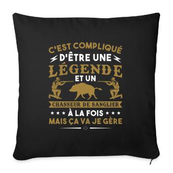 Une légende et un chasseur de sanglier - Housse de coussin décorative 45 x 45 cm - noir - Devant