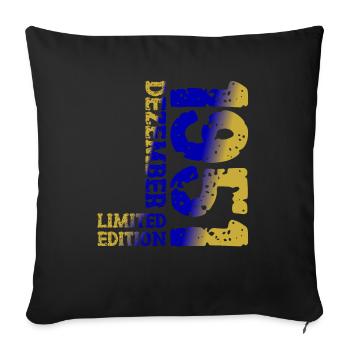 1951 December Limited Edition 72nd Birthday Decoration - Sofa pillowcase 17,3'' x 17,3'' (45 x 45 cm) - black - Front