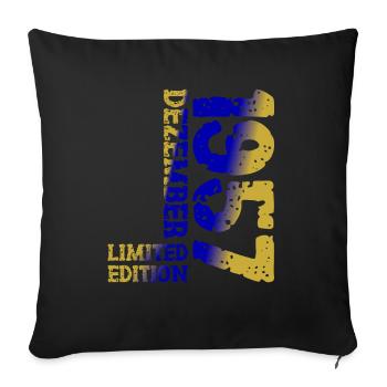 1957 December Limited Edition 66th Birthday Decoration - Sofa pillowcase 17,3'' x 17,3'' (45 x 45 cm) - black - Front