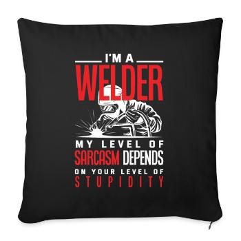 Lustiges Schweißer Geschenk - Sofakissenbezug 45 x 45 cm - Schwarz - Vorne