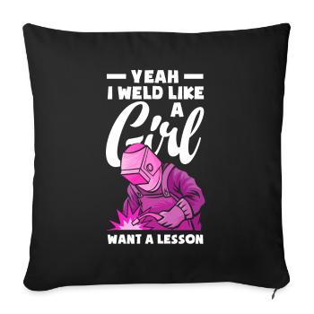 Funny Welder Gift - Sofa pillowcase 17,3'' x 17,3'' (45 x 45 cm) - black - Front