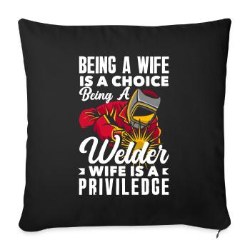 Funny Welder Gift - Sofa pillowcase 17,3'' x 17,3'' (45 x 45 cm) - black - Front