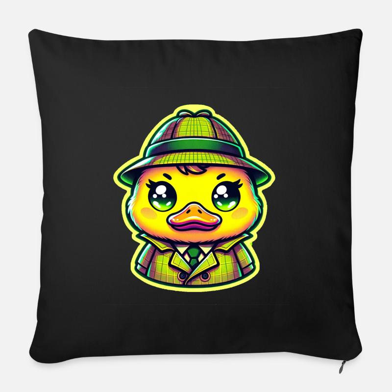Detective Duck - Sofa pillowcase 17,3'' x 17,3'' (45 x 45 cm) - black