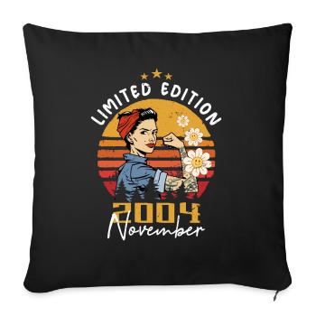 Novembre Millésime 2004 Né Anniversaire Femmes - Housse de coussin décorative 45 x 45 cm - noir - Devant