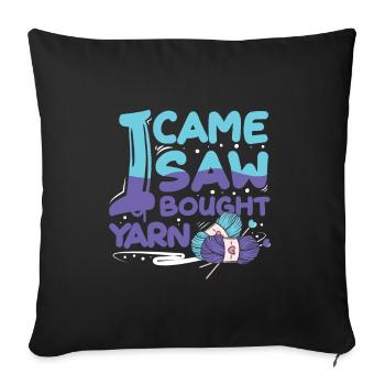 I came I saw I bought yarn - Sofakissenbezug 45 x 45 cm - Schwarz - Vorne