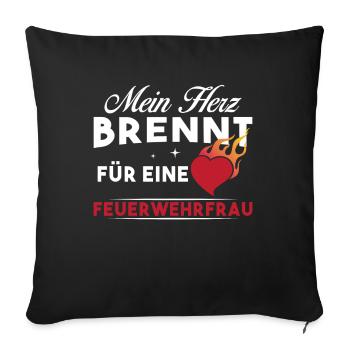 Mein Herz brennt für eine Feuerwehrfrau - Sofakissenbezug 45 x 45 cm - Schwarz - Vorne