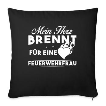 Mein Herz brennt für eine Feuerwehrfrau - Sofakissenbezug 45 x 45 cm - Schwarz - Vorne