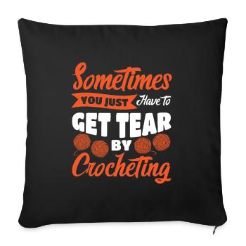 il suffit d’obtenir la larme en crochetant - Housse de coussin décorative 45 x 45 cm - noir - Devant