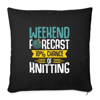 Prévisions du week-end 100% de chances de tricoter - Housse de coussin décorative 45 x 45 cm - noir - Devant