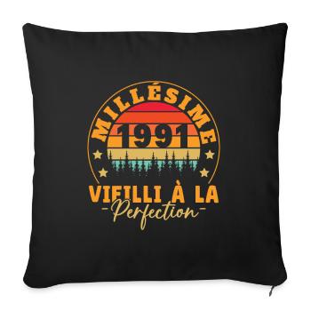 Millésime 1991, Cadeau D'anniversaire Vintage 1991 - Housse de coussin décorative 45 x 45 cm - noir - Devant