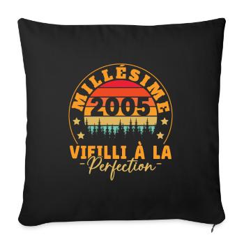 Millésime 2005, Cadeau D'anniversaire Vintage 2005 - Housse de coussin décorative 45 x 45 cm - noir - Devant