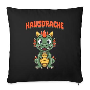 Hausdrache. Stark, Mutig und Unbesiegbar. Drache - Sofakissenbezug 45 x 45 cm - Schwarz - Vorne