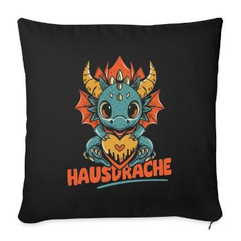 Hausdrache. Stark, Mutig und Unbesiegbar. Drache - Sofakissenbezug 45 x 45 cm - Schwarz - Vorne