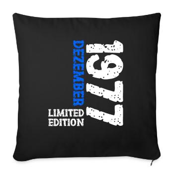 1977 Dezember Limited Edition 46. Geburtstag Deko - Sofakissenbezug 45 x 45 cm - Schwarz - Vorne