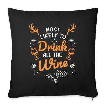 Le plus susceptible de boire tout le vin de Noël - Housse de coussin décorative 45 x 45 cm - noir - Devant