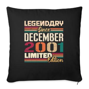 Légendaire depuis décembre 2001 Millésime décembre 2001 - Housse de coussin décorative 45 x 45 cm - noir - Devant