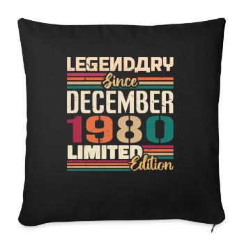 Legendary since December 1980 Vintage December 1980 - Sofa pillowcase 17,3'' x 17,3'' (45 x 45 cm) - black - Front
