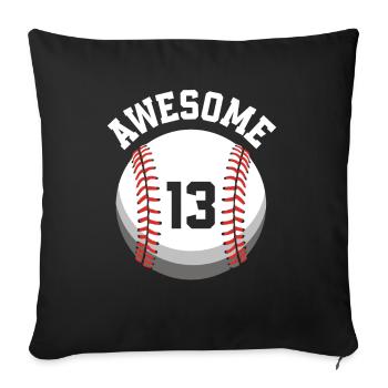 Fête de baseball du 13e anniversaire des enfants - Housse de coussin décorative 45 x 45 cm - noir - Devant