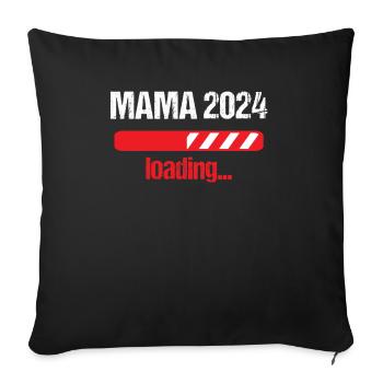 Mama 2024 Loading Schwangerschaft Bekanntgabe Baby - Sofakissenbezug 45 x 45 cm - Schwarz - Vorne