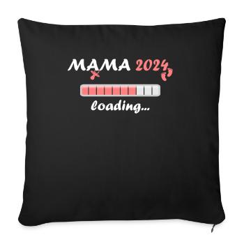Mama 2024 Loading Schwangerschaft Bekanntgabe Baby - Sofakissenbezug 45 x 45 cm - Schwarz - Vorne