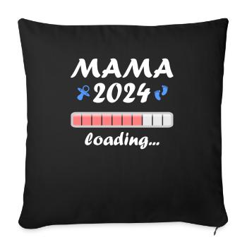 Mama 2024 Loading Schwangerschaft Bekanntgabe Baby - Sofakissenbezug 45 x 45 cm - Schwarz - Vorne