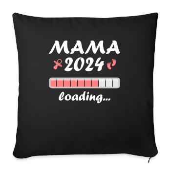 Mama 2024 Loading Schwangerschaft Bekanntgabe Baby - Sofakissenbezug 45 x 45 cm - Schwarz - Vorne