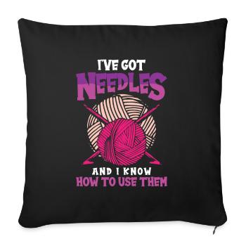 Im done with my lets go Knitting - Sofakissenbezug 45 x 45 cm - Schwarz - Vorne