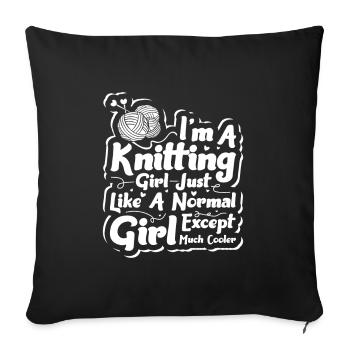 Imagine Life without Knitting - Sofakissenbezug 45 x 45 cm - Schwarz - Vorne