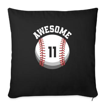Fête de baseball du 11e anniversaire d’anniversaire des enfants - Housse de coussin décorative 45 x 45 cm - noir - Devant