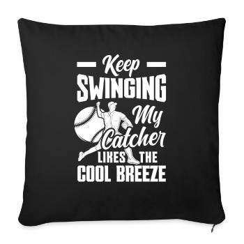 Drôle de baseball - Housse de coussin décorative 45 x 45 cm - noir - Devant