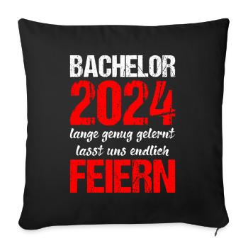 Bachelor 2024 Lange Genug Gelernt Lasst Uns Feiern - Sofakissenbezug 45 x 45 cm - Schwarz - Vorne