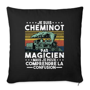 Cheminot Conducteur De Train Chemin De Fer - Housse de coussin décorative 45 x 45 cm - noir - Devant