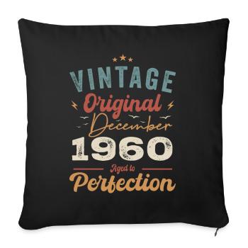 Vintage Geburtstag - Dezember 1960 - Geschenkidee - Sofakissenbezug 45 x 45 cm - Schwarz - Vorne