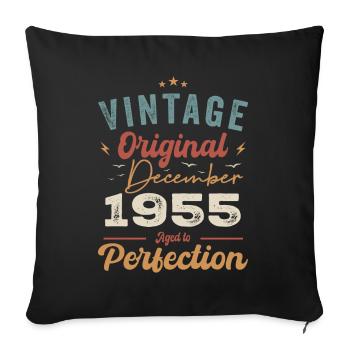 Vintage Geburtstag - Dezember 1955 - Geschenkidee - Sofakissenbezug 45 x 45 cm - Schwarz - Vorne