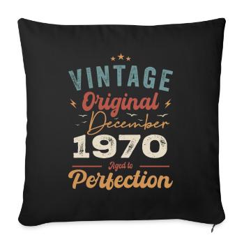 Vintage Geburtstag - Dezember 1970 - Geschenkidee - Sofakissenbezug 45 x 45 cm - Schwarz - Vorne